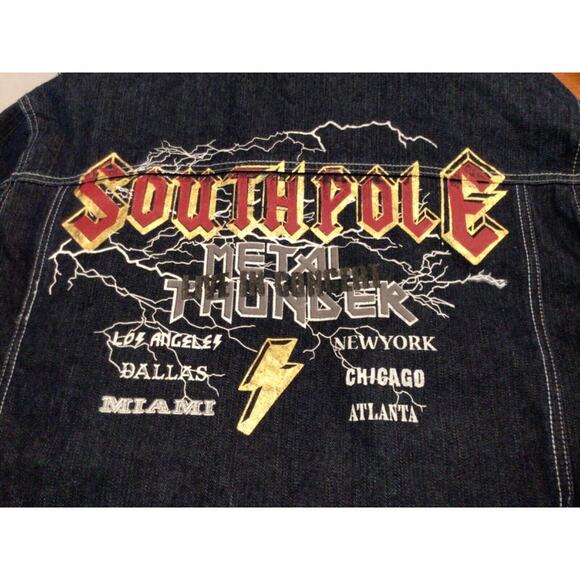 South Pole Men’s Metal Thunder 100% Denim Jacket Size Large NWT Southpole Jeans - Picture 4 of 5